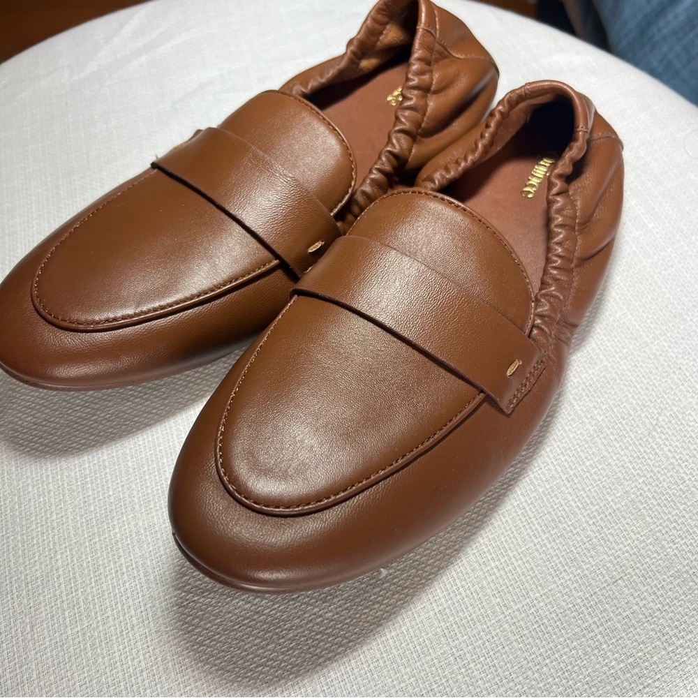 Quince Italian Leather Soft Loafer Ballet Flats Shoes Cognac Brown Prep Womens 7 - Picture 3 of 11